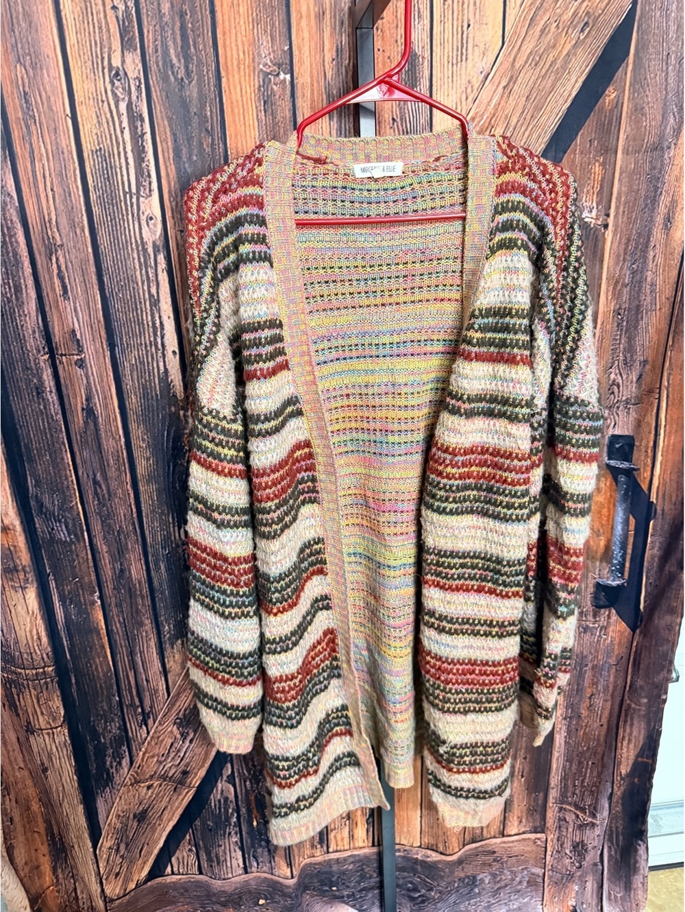 Margeaux & Ellie Women's Plus Size 2X Striped Open Front Cardigan Sweater
